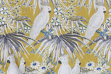 White Parrots Cotton Fabric By The Metre