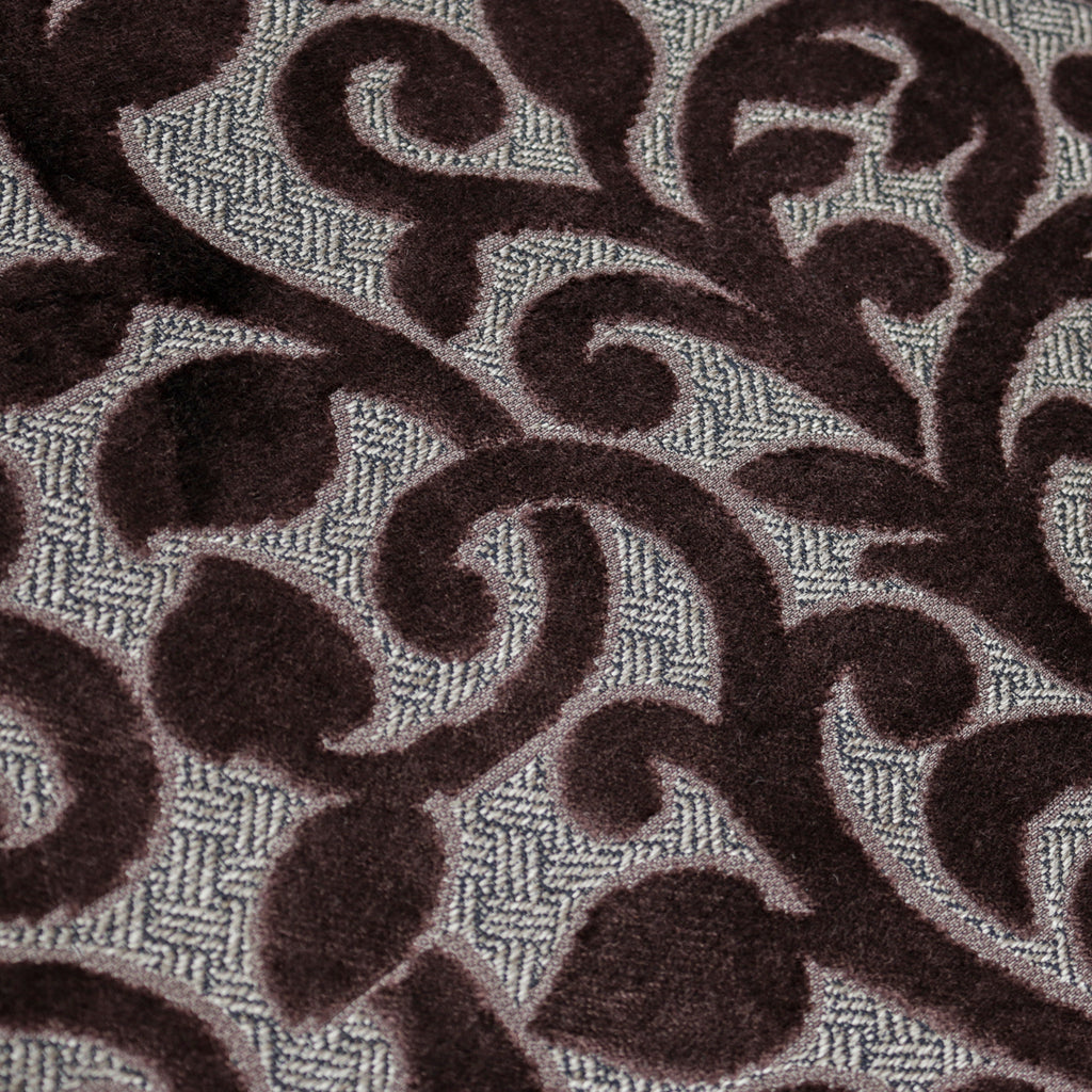 Dark Brown Velvet Flower Jacquard Velvet Curtain Panels