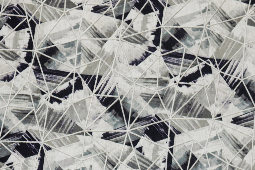 Abstract Triangles Printed Cotton Embroidery Curtain Panels