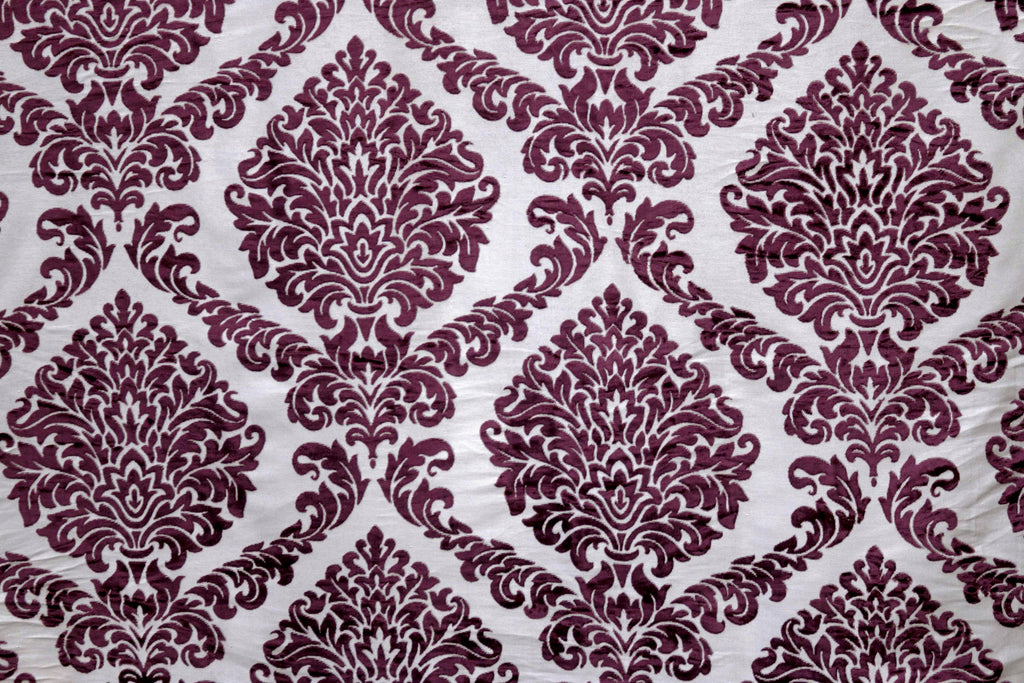Purple Damask Burntout Velvet Curtain Panels