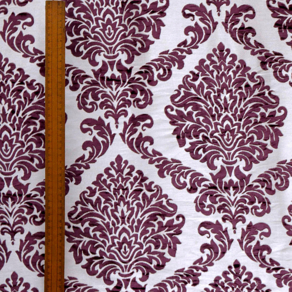 Purple Burntout Velvet Fabric By The Metre