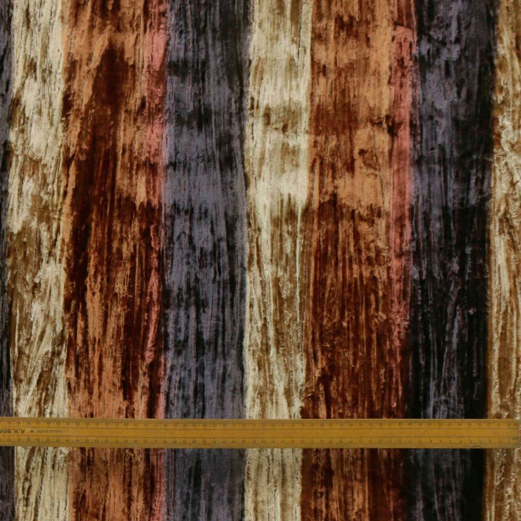 Ombre Striped Rust, Gold Crushed Velvet Curtain Panels