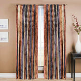 Ombre Striped Rust, Gold Crushed Velvet Curtain Panels
