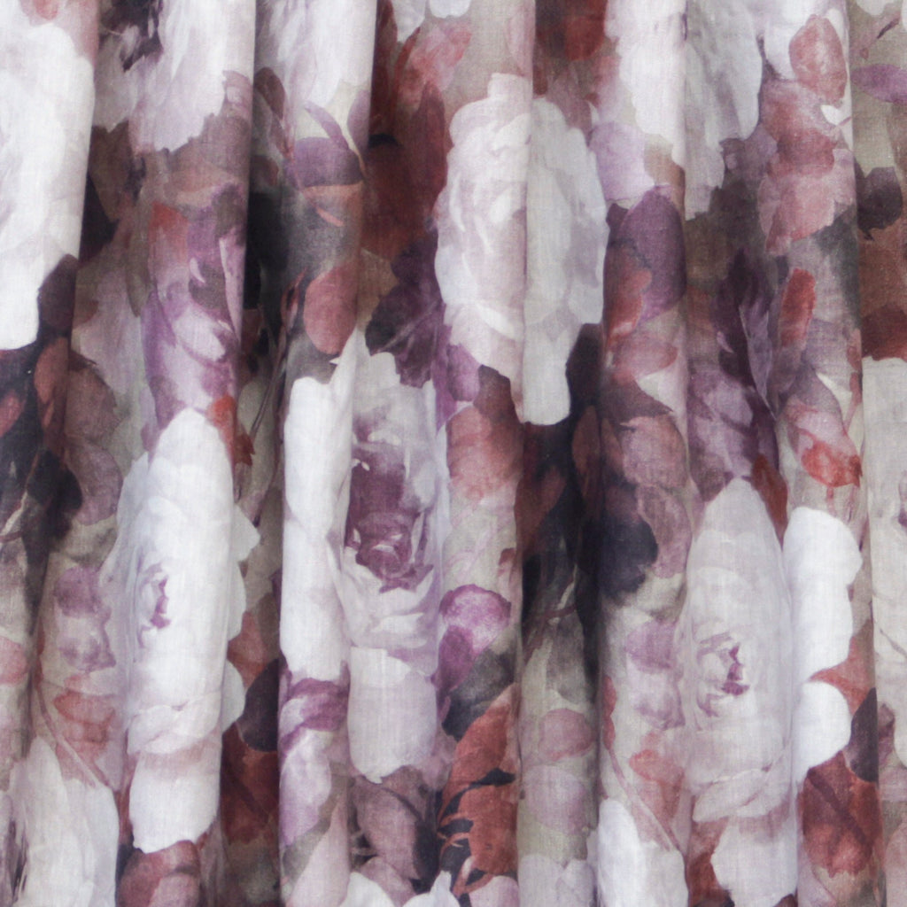 Dreamy Roses Purple, Maroon Printed Cotton Curtain Panels