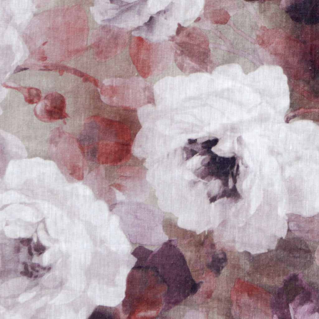 Dreamy Roses Purple, Maroon Printed Cotton Curtain Panels