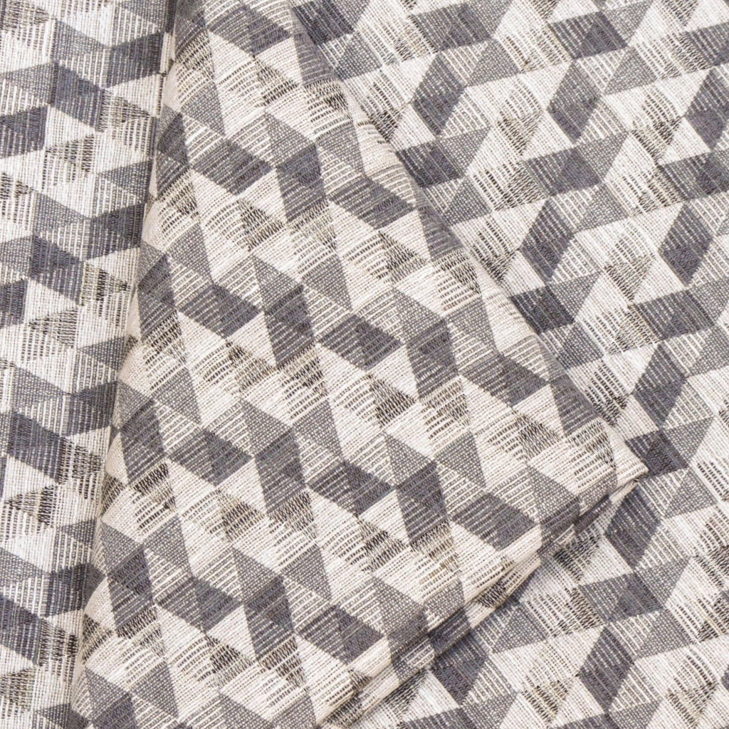 Beige Triangles Jacquard Weave Geometric Curtain Panels