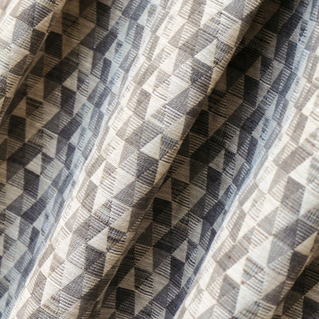 Beige Triangles Jacquard Velvet Fabric By The Metre