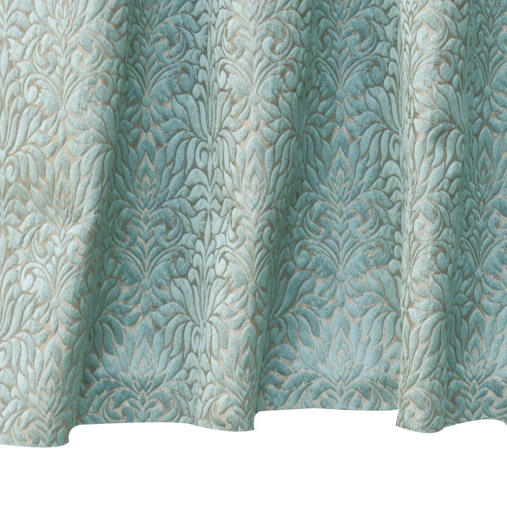 Teal Floral Damask Jacquard Weave Curtain Panels