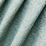 Teal Floral Damask Jacquard Weave Curtain Panels