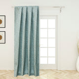 Teal Floral Damask Jacquard Weave Curtain Panels