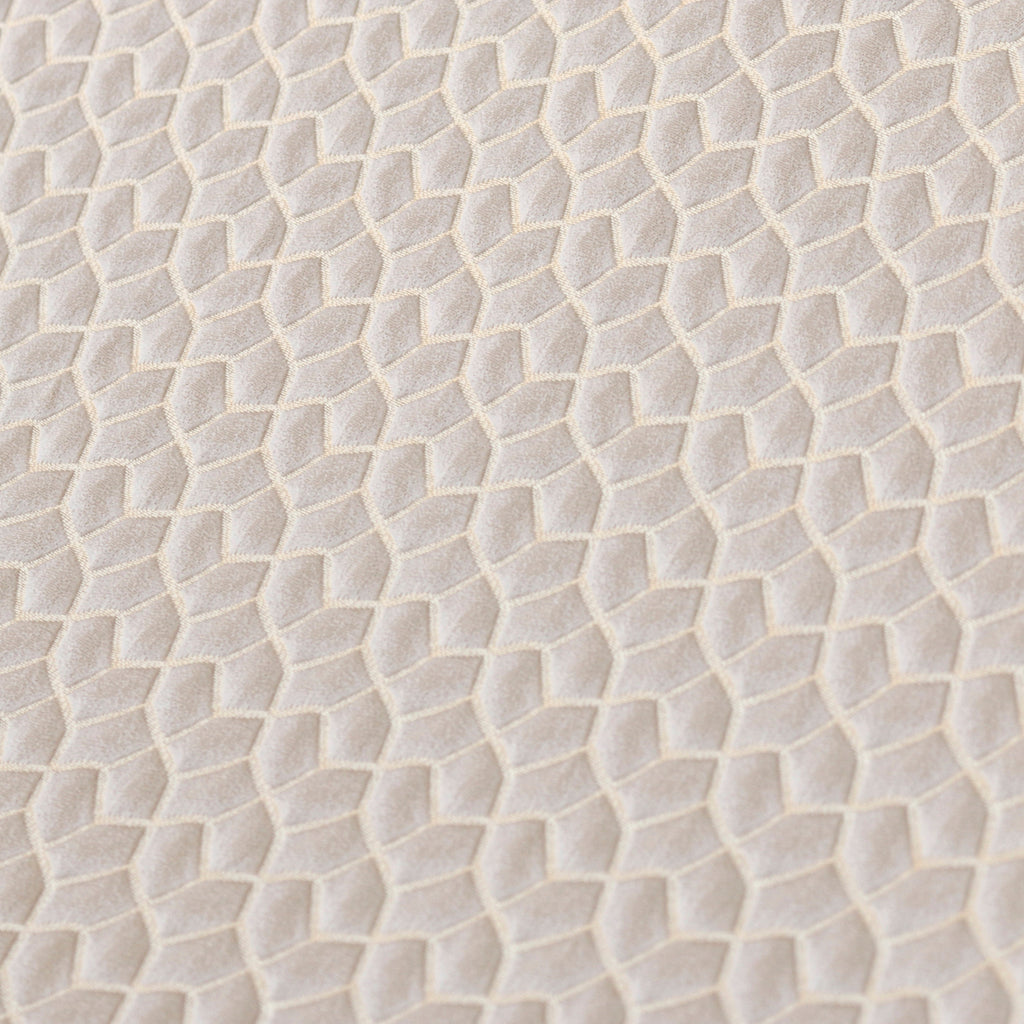 Cream Hexagon Geometric Jacquard Weaved Curtain Panels