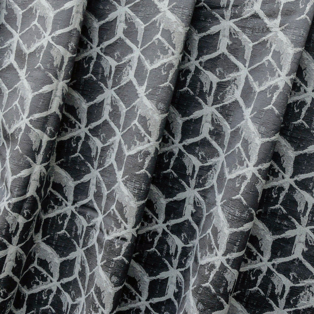 Shaded of Gray Blocks Jacquard Weave Curtain Panels