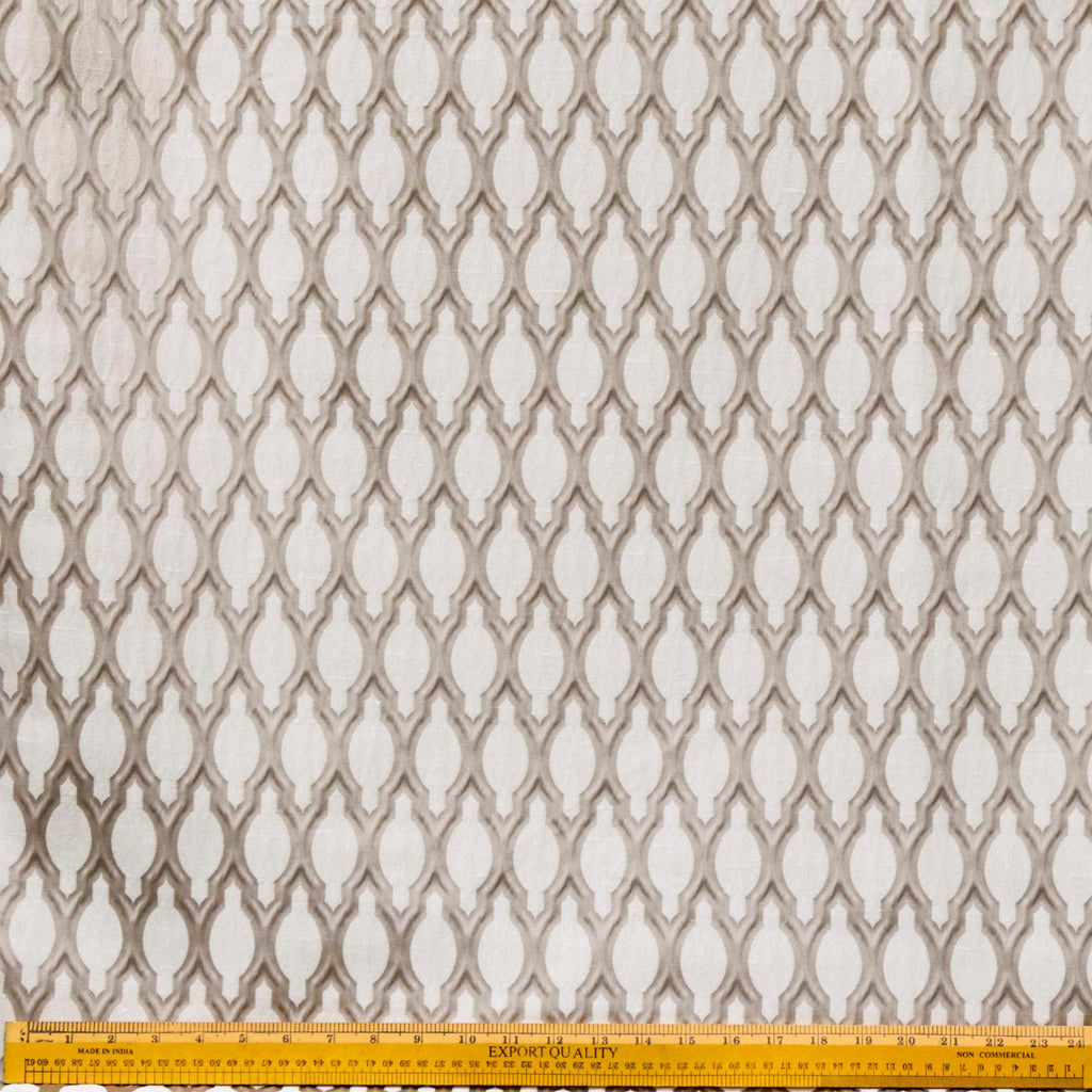 Beige Ogee Geometric Jacquard Weave Curtain Panels