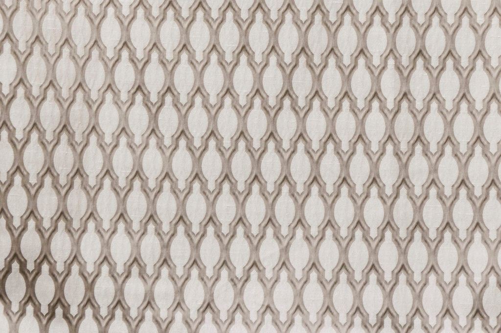 Beige Ogee Geometric Jacquard Weave Curtain Panels