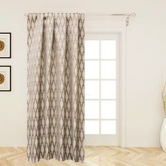 Beige Ogee Geometric Jacquard Weave Curtain Panels