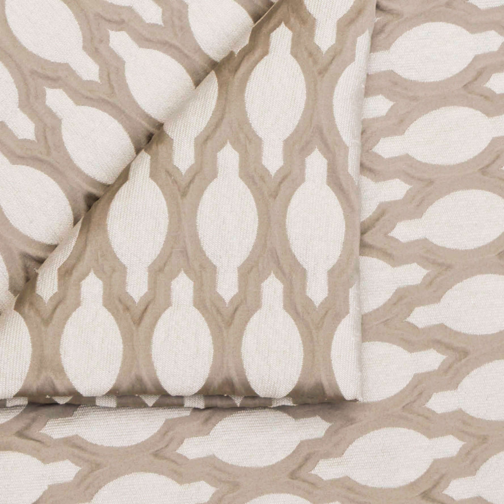 Beige Ogee Jacquard Fabric By The Metre