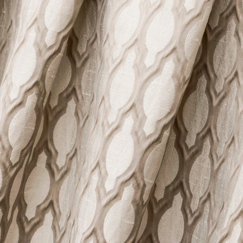 Beige Ogee Geometric Jacquard Weave Curtain Panels