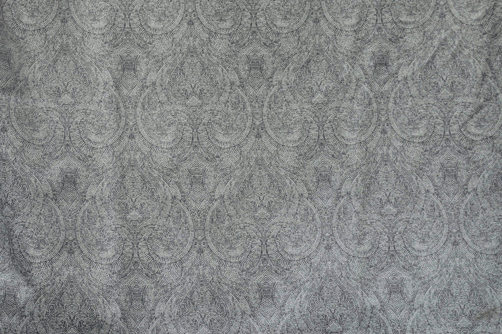 Gray Ancient Damask Jacquard Weave Curtain Panels