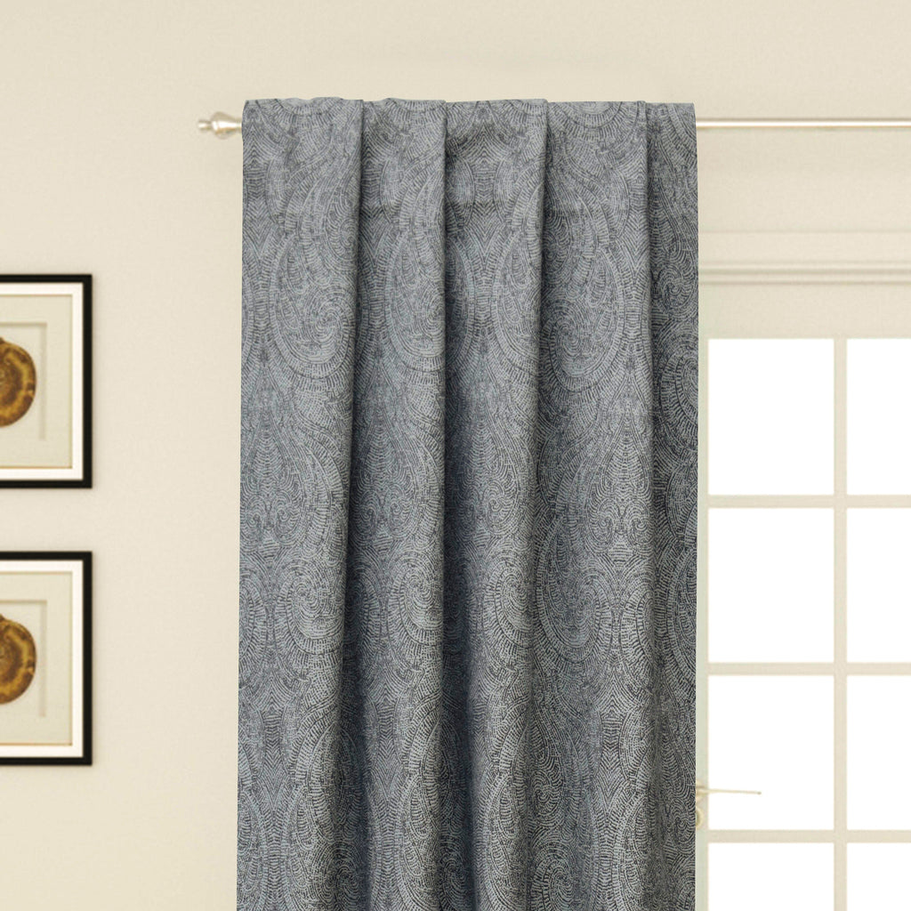 Gray Ancient Damask Jacquard Weave Curtain Panels