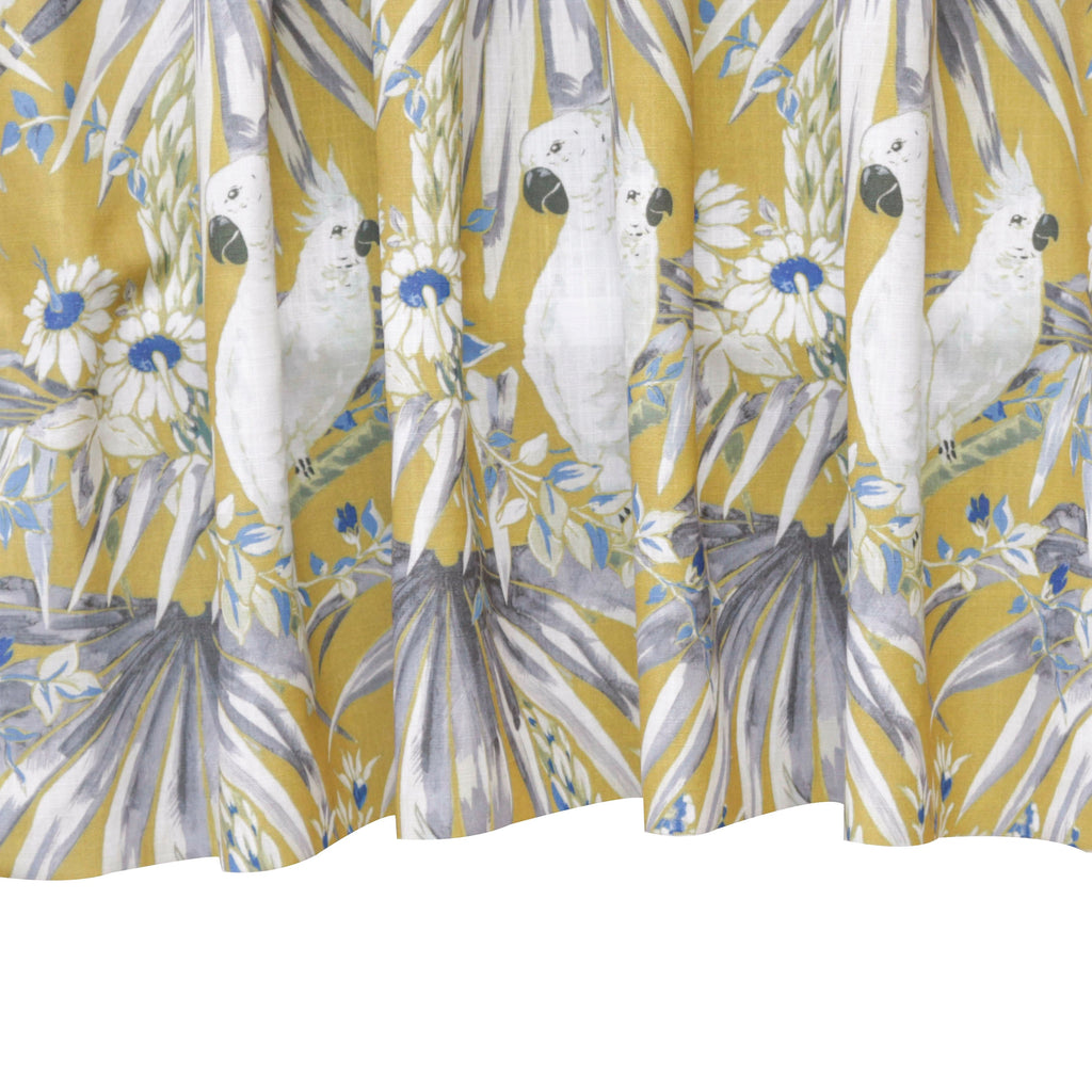 White N Blue Parrots Printed Cotton Curtain Panels