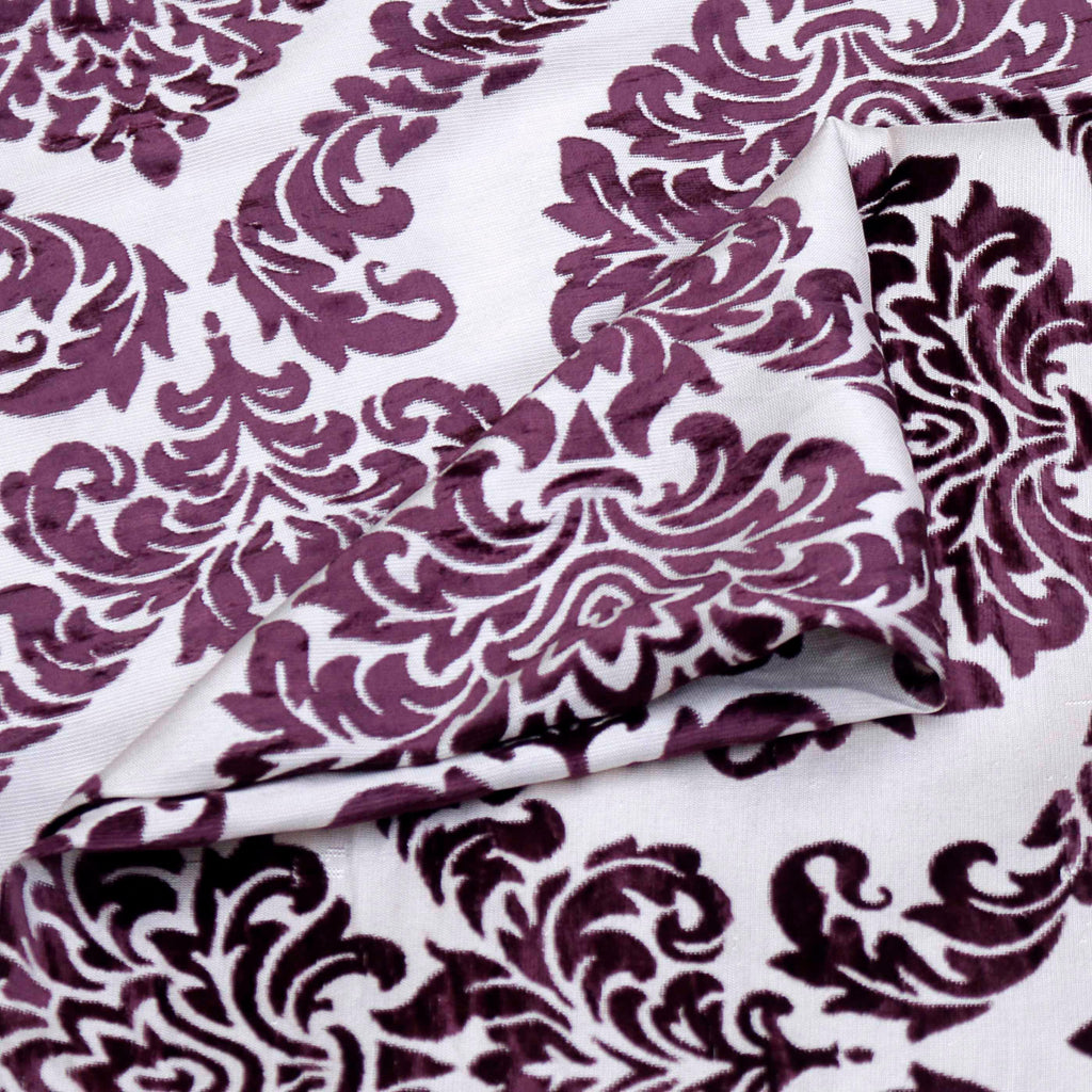 Purple Damask Burntout Velvet Curtain Panels