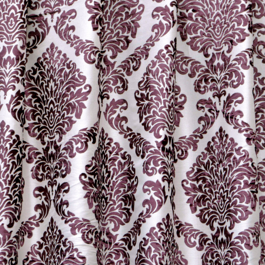 Purple Damask Burntout Velvet Curtain Panels