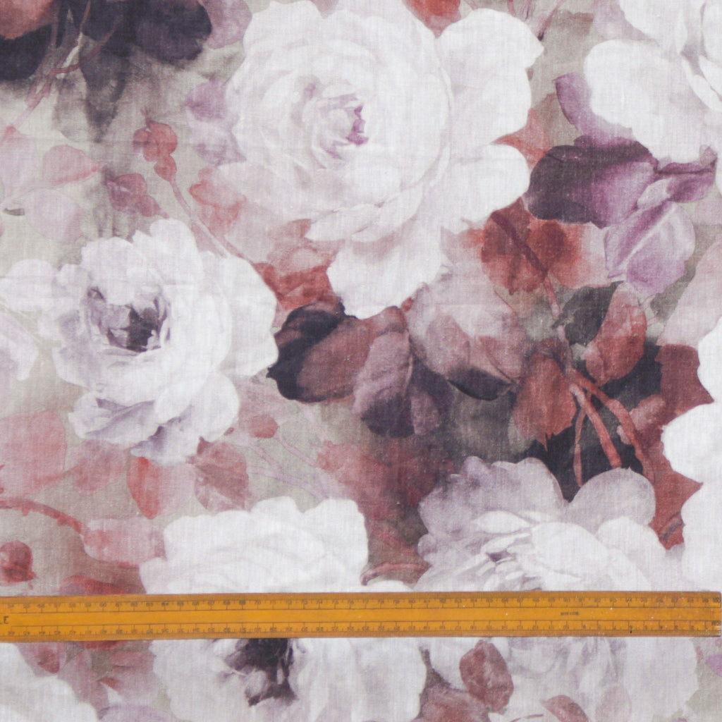 Dreamy Roses Purple, Maroon Printed Cotton Curtain Panels