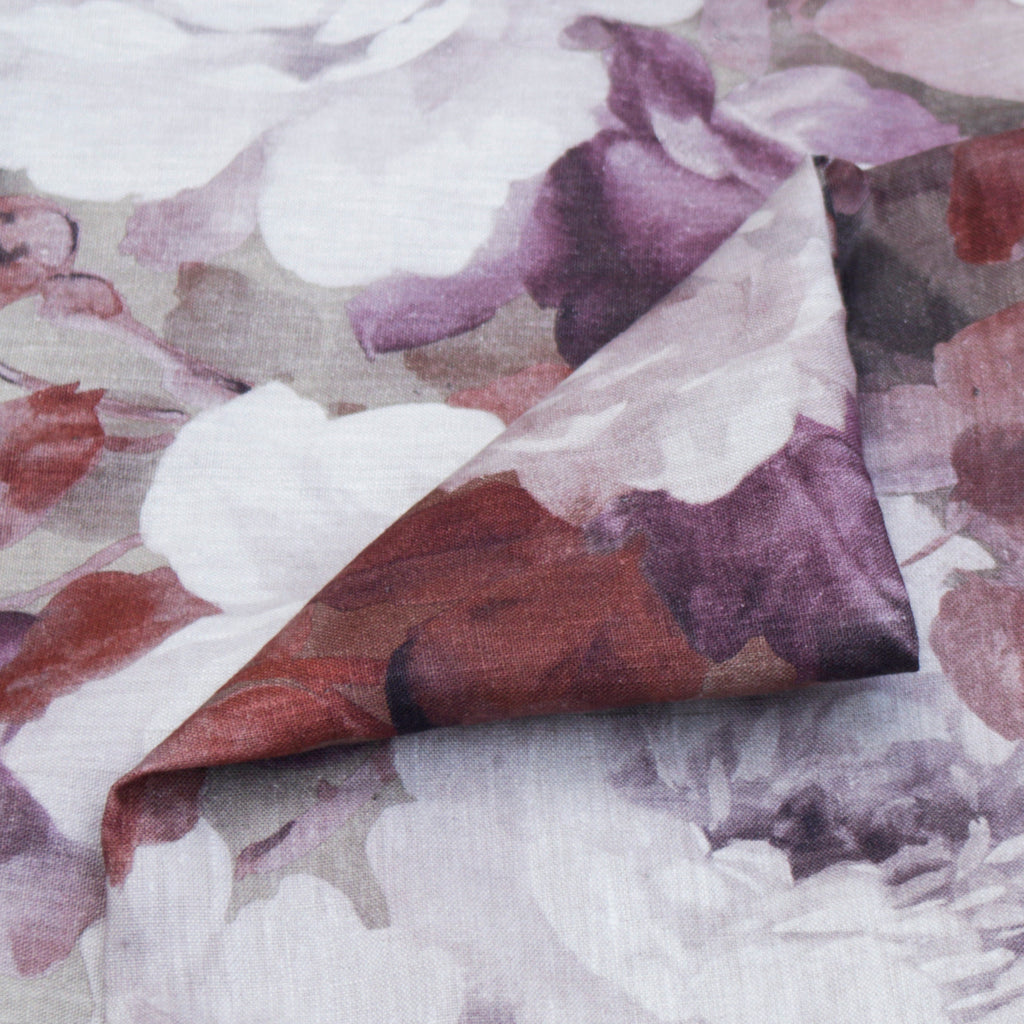 Dreamy Roses Purple, Maroon Printed Cotton Curtain Panels