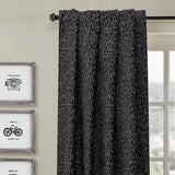 Black Gray Web Jacquard Velvet Abstract Curtain Panels