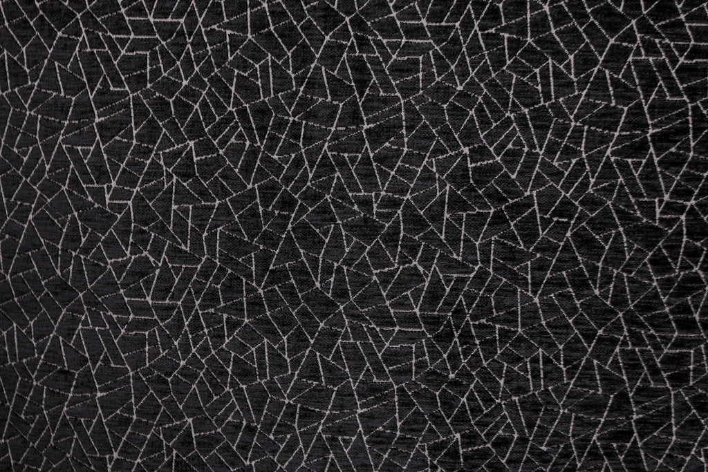 Black Gray Web Jacquard Velvet Abstract Curtain Panels