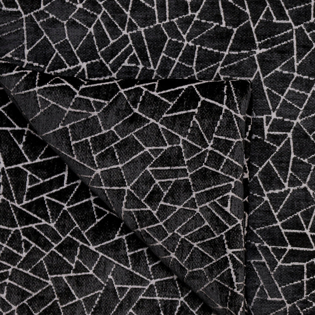 Black Web Jacquard Velvet Fabric By The Metre