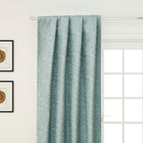 Teal Floral Damask Jacquard Weave Curtain Panels