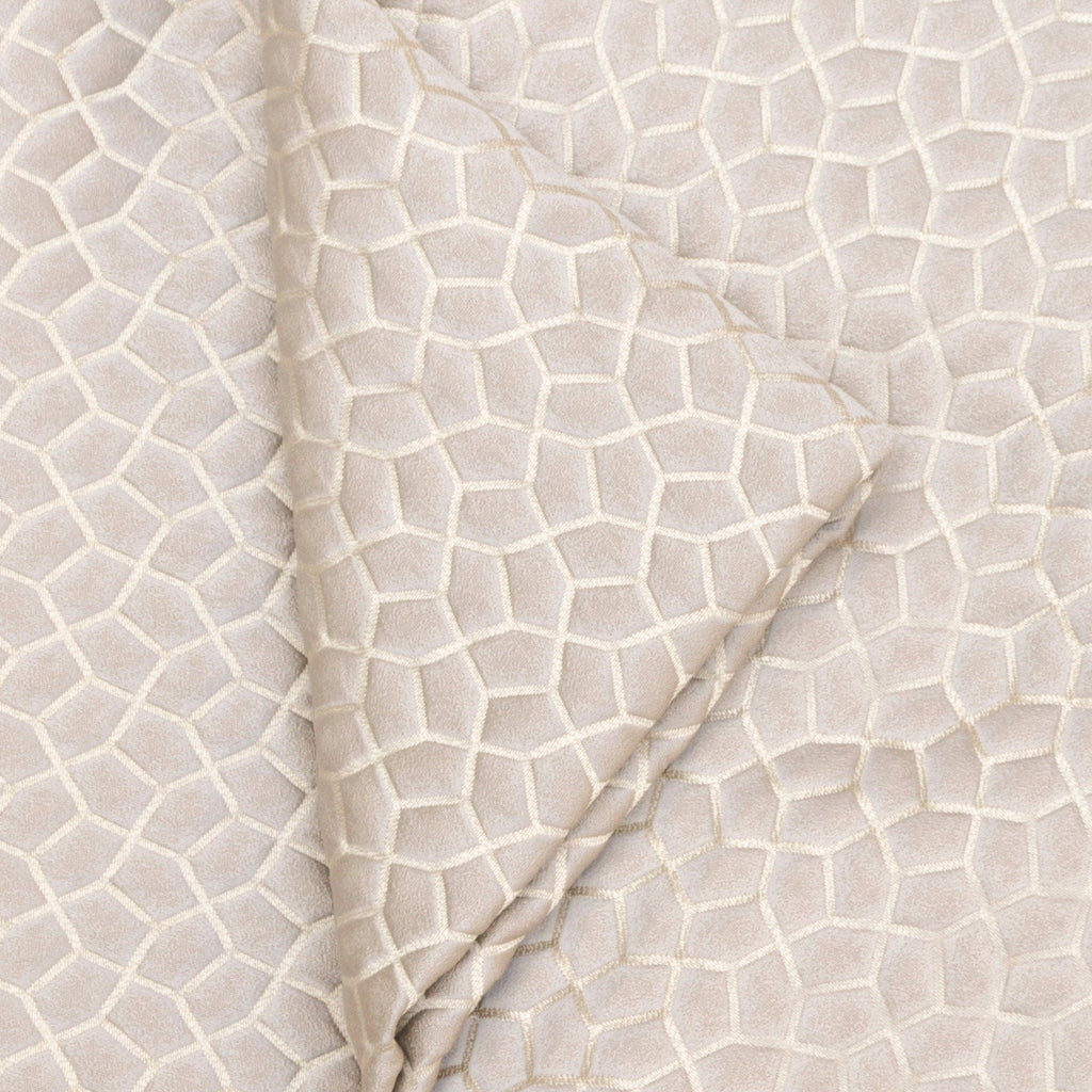 Cream Hexagon Jacquard Fabric By The Metre