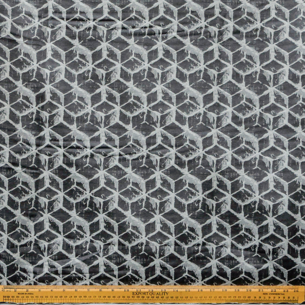 Shaded of Gray Blocks Jacquard Weave Curtain Panels