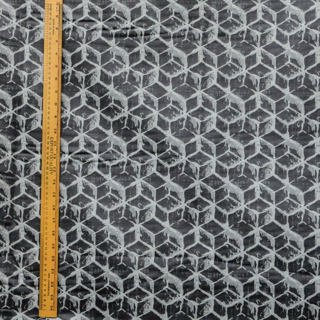 Gray Blocks Jacquard Fabric By The Metre