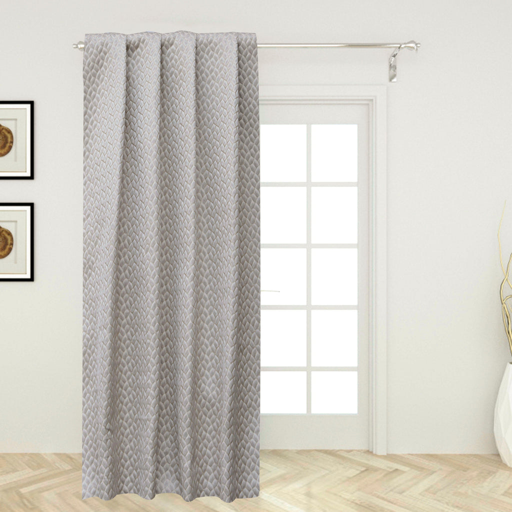 Beigish Gray Hexagon Geometric Jacquard Weave Curtain Panels