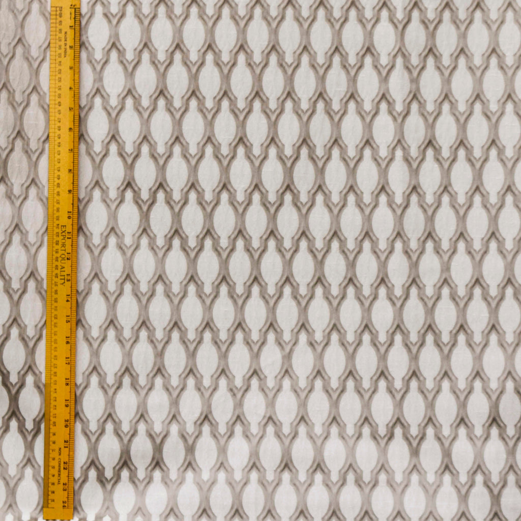 Beige Ogee Jacquard Fabric By The Metre