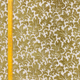 Chartreuse Flowers Jacquard Velvet Fabric By The Metre