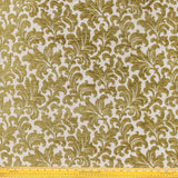 Chartreuse Flowers Jacquard Velvet Fabric By The Metre
