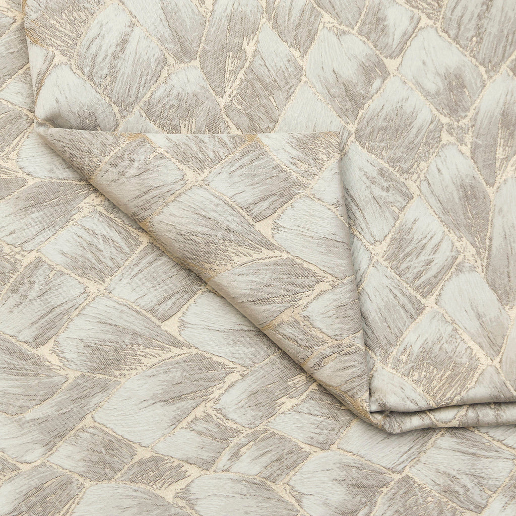 Cream & Gray Pebble Street Jacquard Weave Curtain Panels