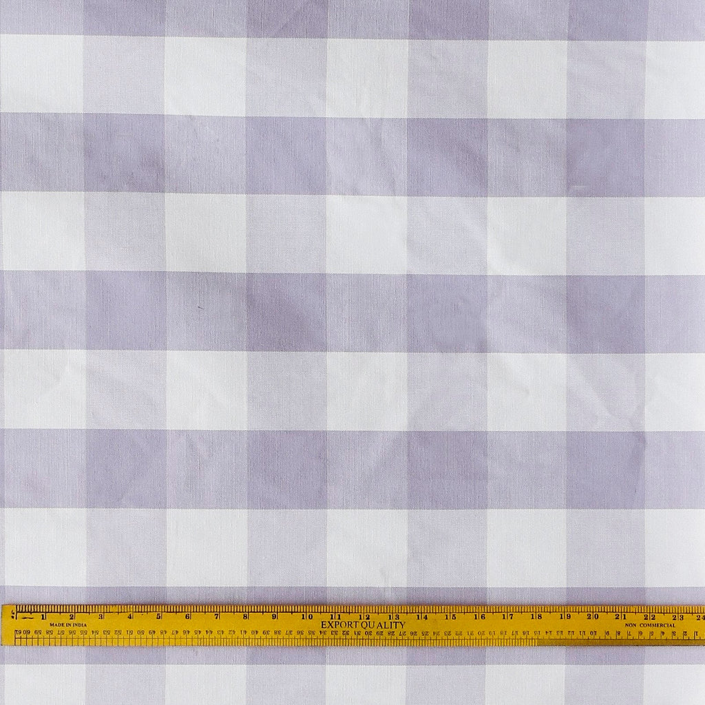 Light Purple N Ivory Gingham Checks Cotton Curtain Panels