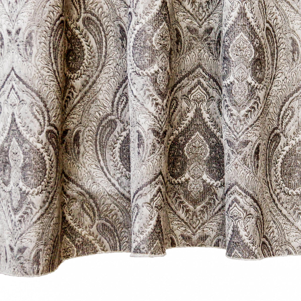 Grey And Cream Jacquard Velvet Fabric By The Metre