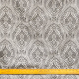 Grey N Cream Paisley Damask Jacquard Weave Curtain Panels