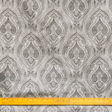 Grey And Cream Jacquard Velvet Fabric By The Metre