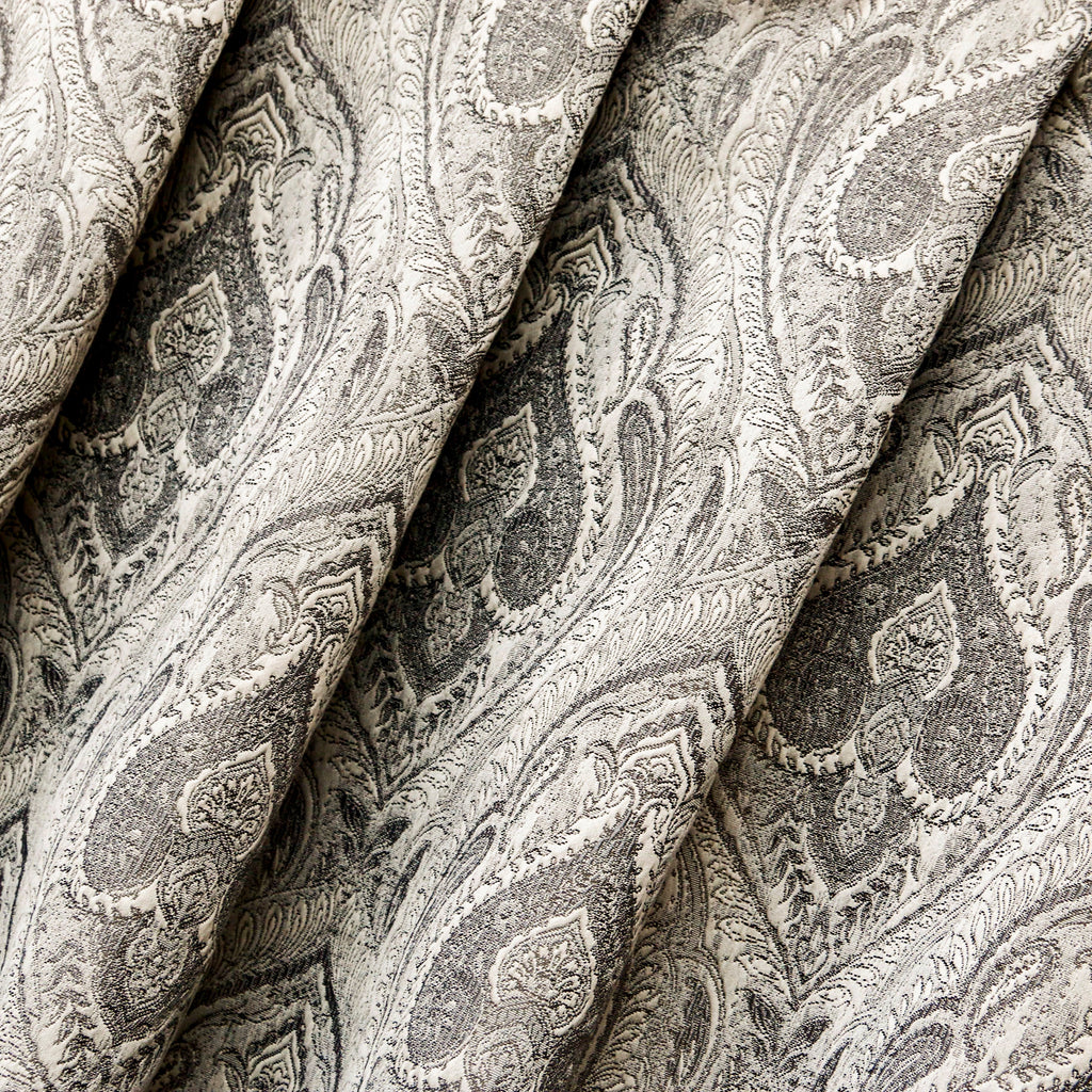 Grey And Cream Jacquard Velvet Fabric By The Metre