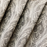 Grey N Cream Paisley Damask Jacquard Weave Curtain Panels