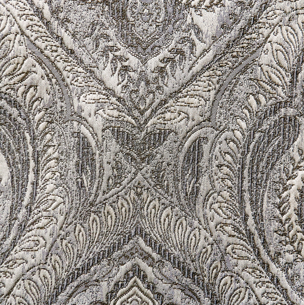 Grey And Cream Jacquard Velvet Fabric By The Metre