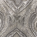 Grey N Cream Paisley Damask Jacquard Weave Curtain Panels