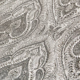 Grey N Cream Paisley Damask Jacquard Weave Curtain Panels