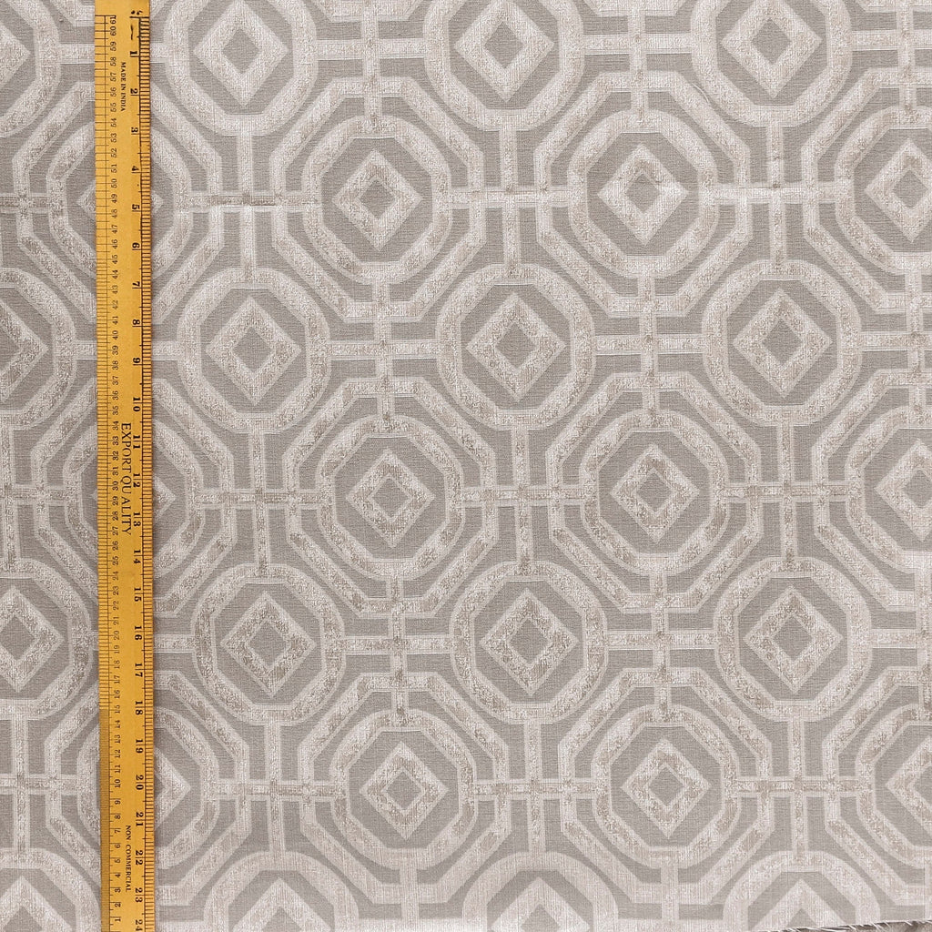 Beige Eternity Geometric Jacquard Weave Curtain Panels
